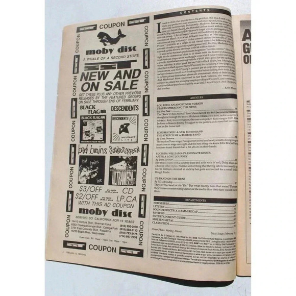 Vtg BAM LA's Music Magazine - February 10, 1989 Issue #301 Lou Reed - Picture 2 of 4